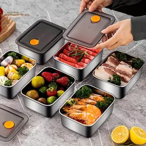 TRTR 4 Chiếc Thép Không Gỉ Chống Rò Rỉ Staable Hộp Đựng Thực Phẩm Có Thể Tái Sử Dụng Thiên Tính Hộp Kín Hơi Cho Nhà Bếp Bát Ăn Bữa Ăn Chuẩn Bị Dã Ngoại VN
