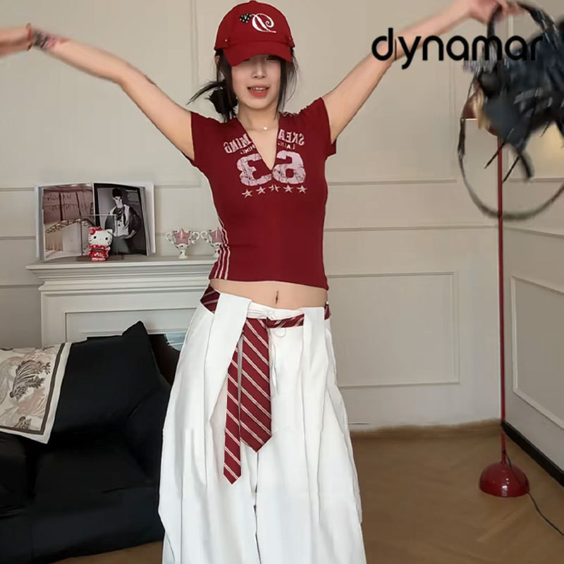 【dynamar】COD Khăn Thắt Lưng Quần Phong Cách Retro Y2K, Khăn Đa Năng Chấm Bi Kẻ Sọc