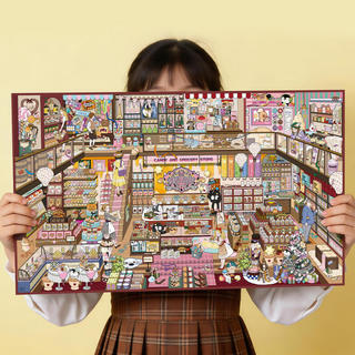ENWEI 10 Cái [Candy House Series] Bộ Hộp Miếng Dán Phong Cảnh Cực Lớn Cửa Hàng Quần Áo Giày Trang Sức Túi Xách Thêu Sò