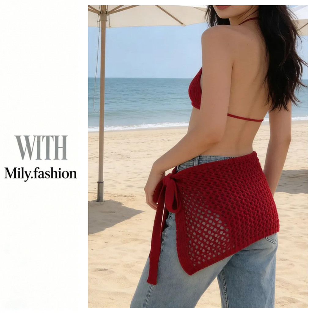 Milyfashion Xám Phù Hợp Với Lưới Rỗng Dệt Kim Mông Màn Váy Lớp