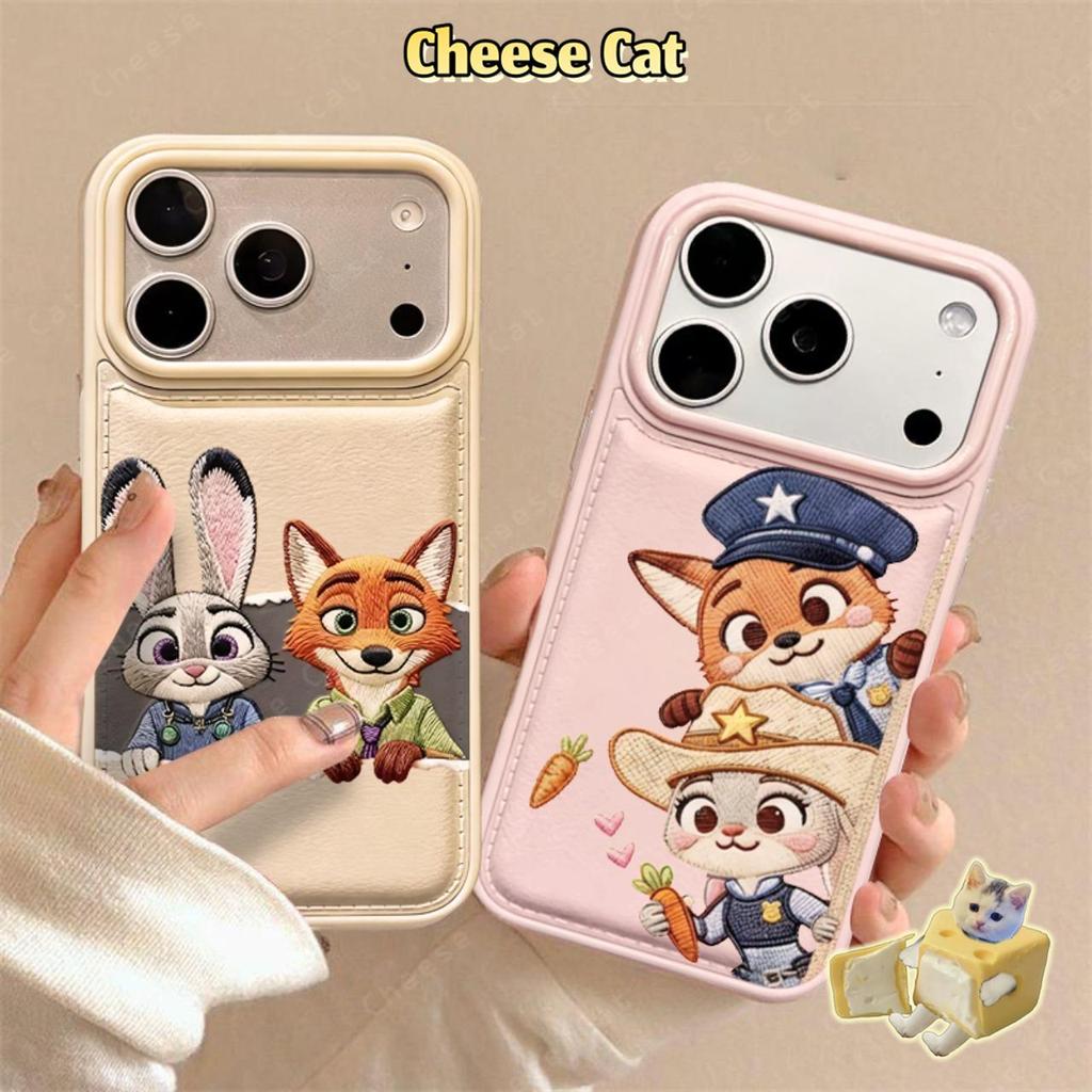 cho zootopi Ốp điện thoại da cặp đôi cáo và thỏ cho iPhone 17 Pro Max Xs 11 12 13 Pro 14 15 16 Plus XR