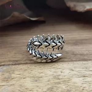 AqToCna Punk Centipede Nhẫn Cho Thiếu Niên Kim Loại Gothic Vintage Quanh Co Cặp Đôi Mở Nhẫn AqToCna