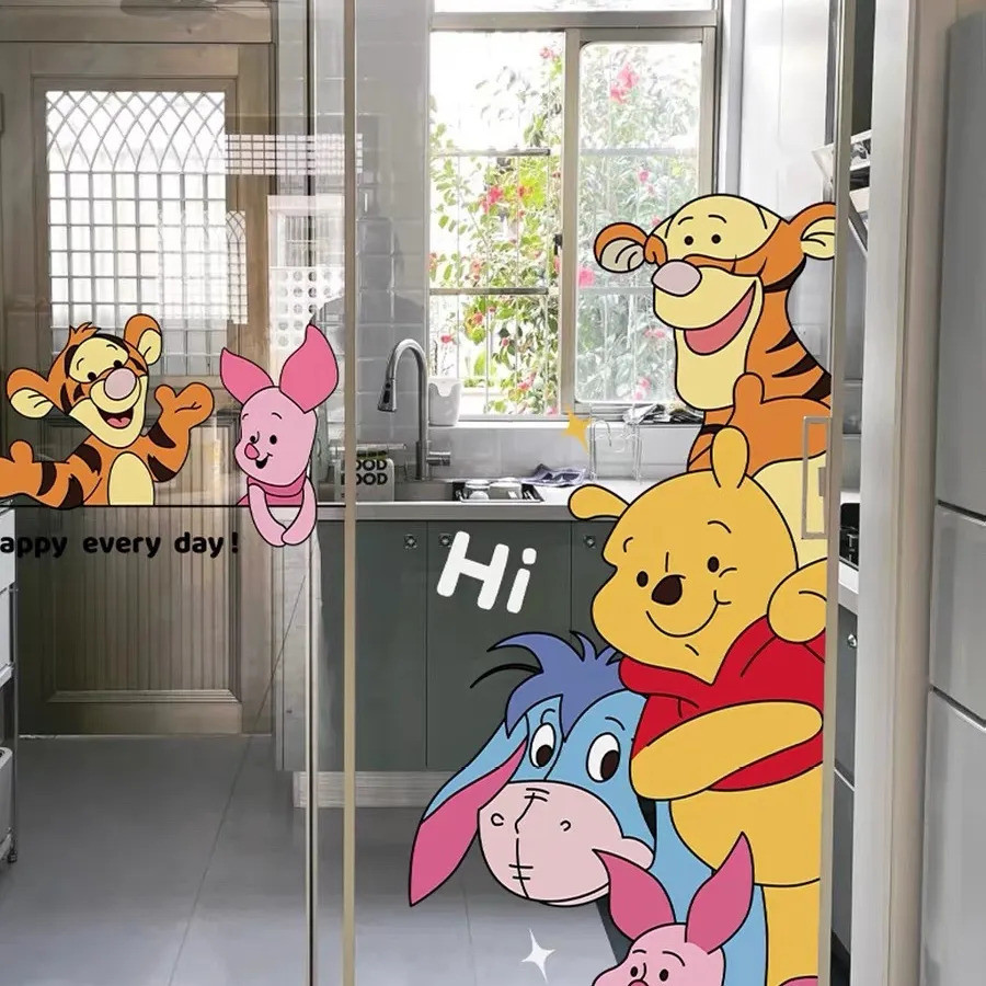 Hoạt Hình Dễ Thương Trầy Xước Phòng Tắm Vệ Sinh Winnie the Pooh Chống Va Chạm Sáng Tạo Trang Trí Dán Cửa Nhà Bếp Tủ Lạnh