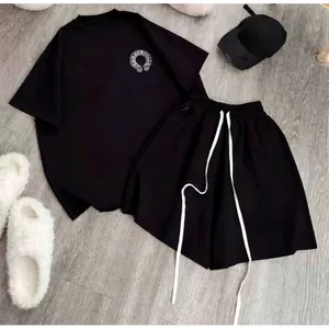 sét bộ quần đùi cộc đen dây to trơn + mix áo phông form rộng chữ thập