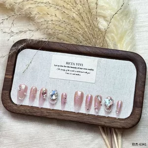 Đào Sương Kim Cương Dễ Thương Ngọt Ngào Trắng Niche Mùa Thu Đóng Hộp Móng Tay Handmade Đeo Móng Tay