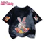 Zootopia Thêu In Unisex Mùa Hè Thắt Lưng-Dye Áo Thun Cổ Tròn Tay Ngắn Cho Bé Trai Và Bé Gái