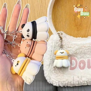 Móc khóa mặt dây chuyền giải nén xoay - Túi treo trang trí - Quà tặng cho bạn bè - Móc khóa hình cầu lông bằng cao su mềm PVC - Sáng tạo, ngộ nghĩnh, dễ thương / miễn phí