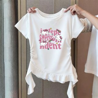 Áo kiểu cho bé gái – Form ôm eo, lai bèo lệch dễ thương phong cách Hàn