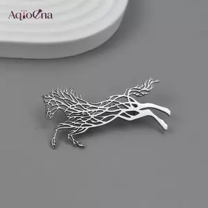 AqToCna Thép Không Gỉ Kim Loại Ngựa Thổ Cẩm Động Vật Vintage Thổ Cẩm Trang Sức Nam Phù Hợp Với Quần Áo Pin Phụ Kiện AqToCna