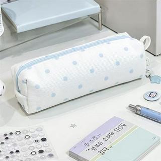Bút Chì MKYCO, Túi Đựng Bút Đa Năng Màu Kem, Chấm Bi Di Động Dung Tích Lớn Túi Văn Phòng Phẩm Trở Lại Trường Quà Tặng