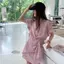 Đầm ngắn tay sọc kiểu Pháp mùa hè dành cho nữ Thiết kế phong cách mới Cảm giác xếp li Slimm hẹp không đều