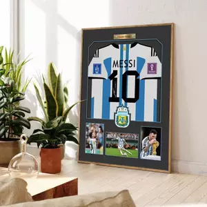 Poster vải không khung Messi Jersey, ngôi sao bóng đá ký nghệ thuật treo tường với C Ronaldo Neymar Mbappe để trang trí nội thất