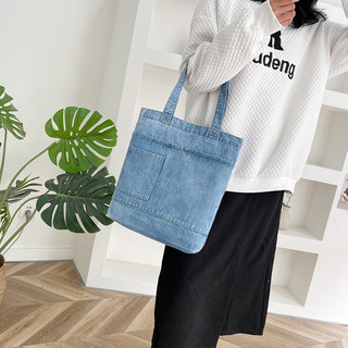 Túi đeo vai denim vải canvas dung tích lớn thời trang phong cách Hàn Quốc
