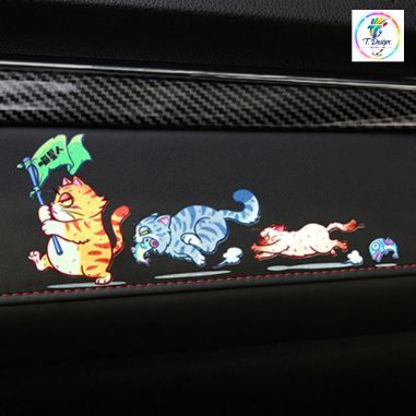 (1 SET 4 CON) Miếng dán xe Sticker chống nước hình mèo vui nhộn dán trang trí ô tô xe máy, cửa kính, bàn tủ tường đẹp