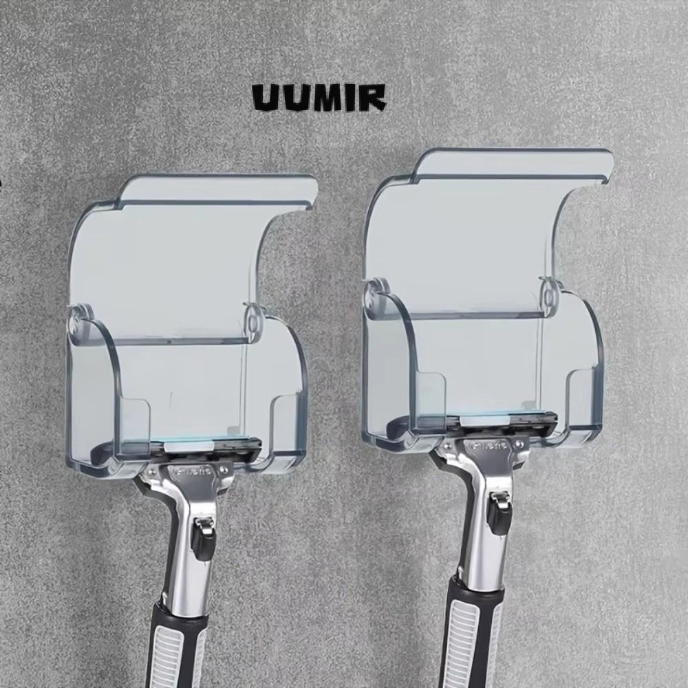 Giá đỡ dao cạo UUMIR, Giá đỡ treo tường chống thấm nước chống bụi, bền có nắp Chất liệu nhựa tự dính Giá đỡ cạo râu Sử dụng trong phòng tắm