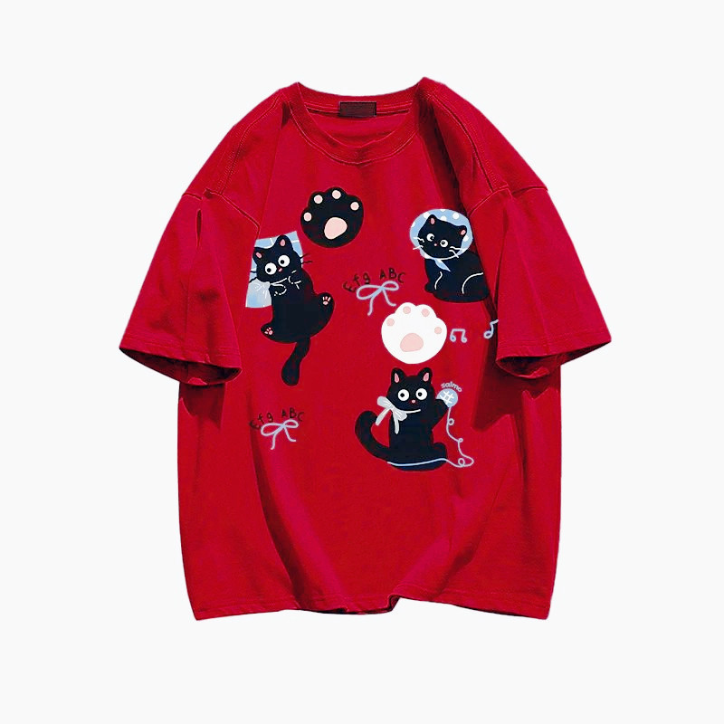 （Giao hàng 24h）Angela. áo thun đỏ nữ 100%cotton áo girl phố style xinh bigsize  áo thun cổ tròn