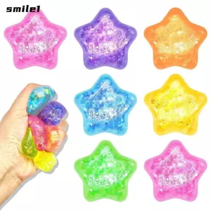 Đồ chơi bóp hình ngôi sao lấp lánh lấp lánh SMILE, Thiết kế lấp lánh Quả bóng căng thẳng Mini co giãn vui nhộn, Phục hồi chậm Màu sắc ngẫu nhiên Đồ chơi bóp hình ngôi sao cho hoạt động vui nhộn