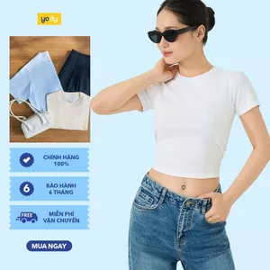 Áo thun rib nữ YODY trơn basic cổ tròn dáng croptop năng động thoáng mát WCTS26S010