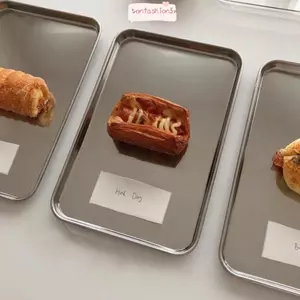 ITRUMPET Lưu trữ Khay nông, Đĩa tráng miệng bánh bạc bằng thép không gỉ 304, Bộ đồ ăn thịt trái cây bằng kim loại Đĩa xương khạc nhổ