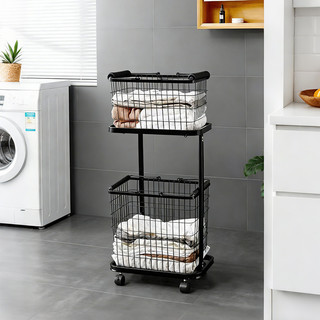Giỏ Đựng Quần Áo Hai Lớp Giỏ Đựng Quần Áo Có Bánh Xe Kệ Tầng Đa Năng Giá Treo Đồ Nhà Tắm