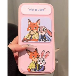Ốp bảo vệ nắp lật họa tiết Fox và thỏ cho iPhone 11 12promax 13pro15pro 15promax 14 14promax 14pro 16 pro max 16 plus 17 17promax