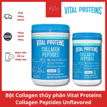 [DATE 2028/30] Bột Collagen thủy phân không vị Vital Proteins Collagen Peptides Unflavored (Hyaluronic Acid + Vitamin C)