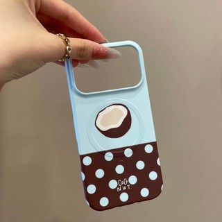 Advanced Blue Brown Wave Dot Coconut Giá đỡ từ tính Vỏ điện thoại di động Thích hợp cho iPhone17 Pro Max 16 15 Pro Max Bảo vệ Camera chống sốc Vỏ cứng chống rơi