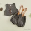 Trẻ sơ sinh Bé trai Quý ông Trang phục không tay Cổ chữ V Nút xuống Áo Vest trang trọng và quần short treo eo co giãn