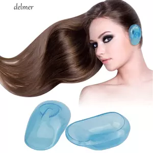 DELMER 2 chiếc Vỏ tai silicon, Vỏ tai làm tóc không thấm nước màu xanh, Phụ kiện tạo kiểu vòi hoa sen Tắm có thể tái sử dụng Perm Earuffs Salon Ear Shield