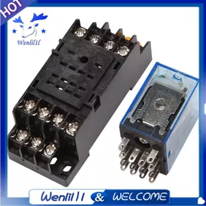 HH54P DC 12V Cuộn dây 4PDT 14 chân Rơle điện từ DYF14A Đế