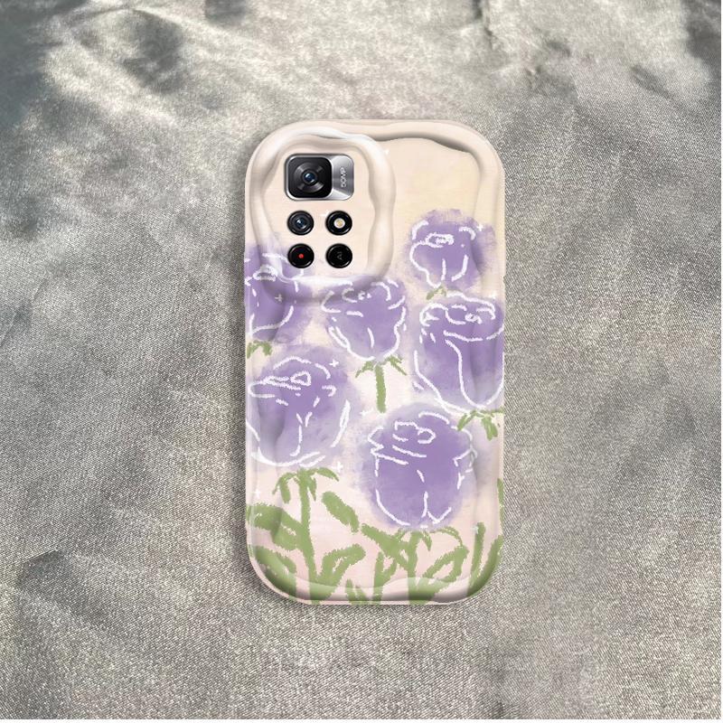 Thích Hợp Cho Redmi 10 Note 11 11S 12 Pro 4G 3D Phụ Kiện TPU Mềm Hoa Tím Hoa Hồng Tulip Ins Phong Cách Chống Sốc Ốp Điện Thoại