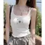 Áo yếm Cotton nguyên chất Mặc ngoài mùa hè Phong cách mới Ôm hơn In chữ Slim-fit Áo khoác ngoài không tay đế đeo hàng đầu dành cho nữ