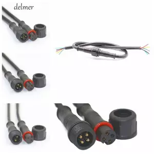 Đầu nối cáp chống nước Led DELMER, Đầu nối cáp chống nước nam sang nữ 2pin / 3pin / 4pin / 5pin Đầu nối nam và nữ, Dây đèn LED PVC IP68 màu đen Cắm dây cáp nhẹ