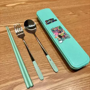 Crayon Shin-Chan Inox 304 Muỗng Nĩa Bộ Đồ Ăn Di Động Bộ 3 Món Thìa Nĩa Đũa Bộ Nhân Viên Văn Phòng Sinh Viên 6.7