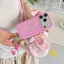 Phone Case For iPhone 17 Pro Max 16 15 Retro TPU Keychain Chain Rose Aesthetic Korean Cute
