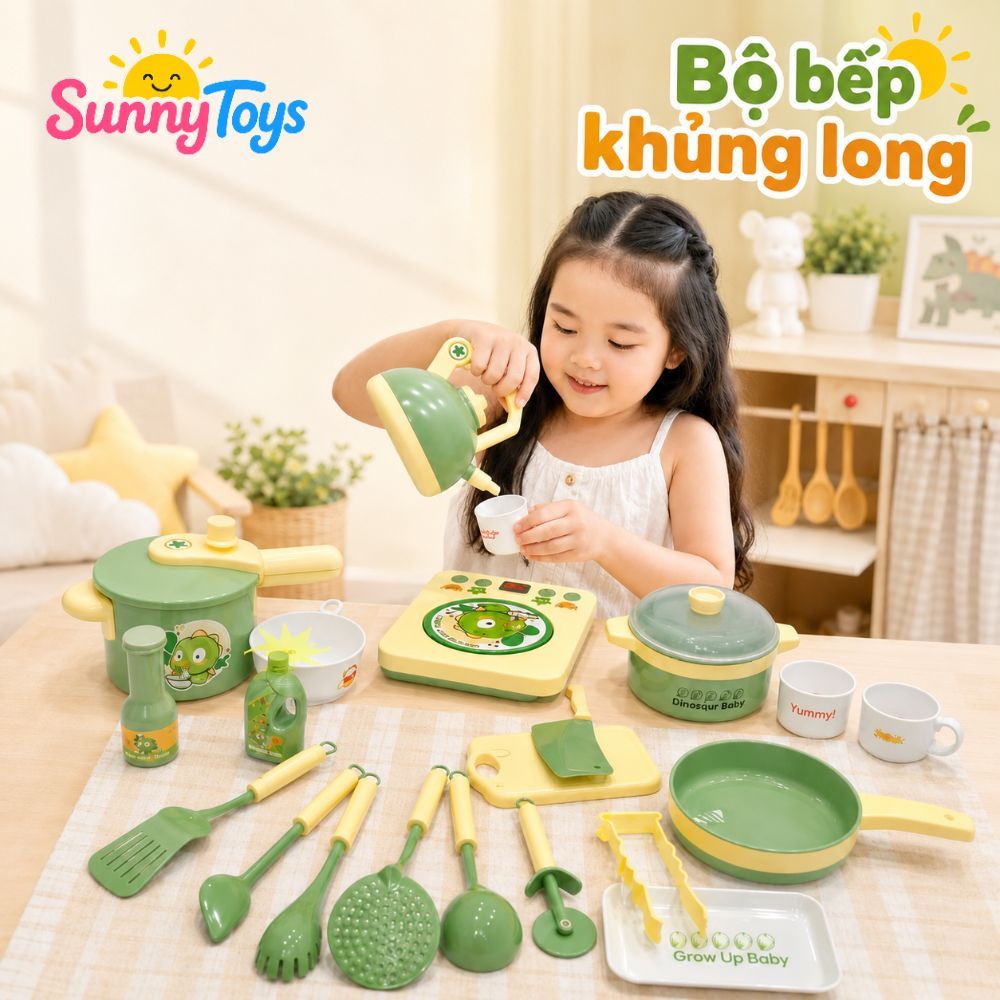 Bộ Bếp Mini Khủng Long Và Thỏ Tím SunnyToys - Có Đèn Nhạc Cho Bé Chơi Đồ Hàng