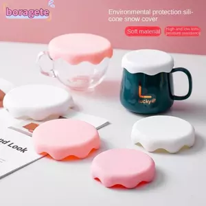 Nắp cốc BORAGETE, Nắp cốc thủy tinh silicon dày, Nắp cà phê trà có thể tái sử dụng Nắp nắp cốc chống rò rỉ