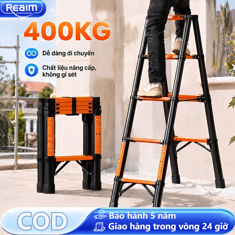 Thang chữ A gấp gọn thang đi bộ thép carbon đa năng chịu tải 400kg chống trượt an toàn dễ dàng chở bằng xe máy