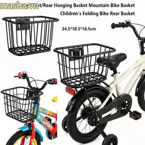 Giỏ xe đạp leo núi, Giỏ sau xe đạp bền cố định có thể điều chỉnh, Kim loại chất lượng cao Dễ dàng lắp đặt Giỏ sau xe đạp màu đen Phụ kiện xe đạp gấp cho trẻ em