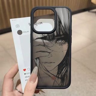 Anime Style Bangs Girl Thích hợp cho iPhone 16 ProMax XR 15 Pro 13 Pro Max 17 Pro Max 12 11 Pro Max XS 14 17 Pro Soft Case Chống sốc 16 Pro Black Matte Protection Case