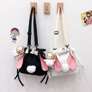Túi đeo chéo dây rút tai thỏ dễ thương phong cách Nhật Bản mới dành cho bé gái