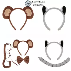 FANIELLAPOWELL Trẻ Em Khỉ Đầu, Bộ Băng Đô Khỉ Sang Trọng Cosplay Trẻ Em, Đạo Cụ Hiệu Suất Độc Đáo Dễ Thương Ngộ nghĩnh Tai Khỉ Băng Đô Hóa Trang Hiệu Suất