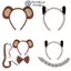 FANIELLAPOWELL Trẻ Em Khỉ Đầu, Bộ Băng Đô Khỉ Sang Trọng Cosplay Trẻ Em, Đạo Cụ Hiệu Suất Độc Đáo Dễ Thương Ngộ nghĩnh Tai Khỉ Băng Đô Hóa Trang Hiệu Suất
