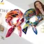 < YEI > Khăn quàng cổ in hoa lụa xếp li hình thoi Retro Ne Khăn trang trí Phụ kiện thời trang mới