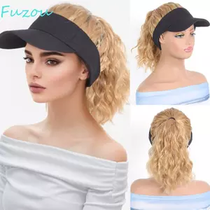 Mũ FUJIOU Kèm Tóc, Mũ Bóng Chày Tổng Hợp Đuôi Ngựa Tóc Xoăn Có Mũ, Mũ Chống Nắng Lông Tơ Tóc Hip Hop Mũ Che Nắng Mùa Hè Tóc Giả Thường Ngày