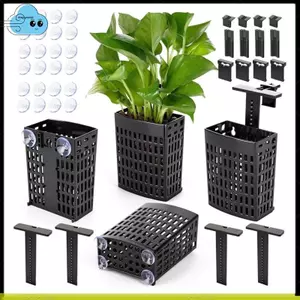 4 Chiếc Có Thể Điều Chỉnh Chiều Cao Cho Giá Đỡ Cây Bể Cá Có Móc Mở Rộng Và Cốc Hút Cho Bể Cá Và Cây Thủy Canh Màu Đen