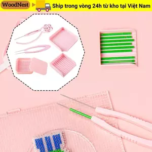 WOODNEST Bộ khay chọn, đệm, nhíp, kim đơn cho hạt cầu chì 2.6mm, 3/4/5 món, bộ dụng cụ đính hạt cầm tay DIY