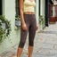 Quần Capris nữ thường ngày in chấm thắt lưng co giãn Quần crop Slim Fit
