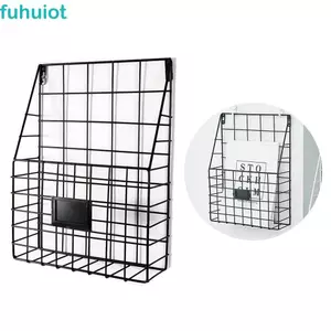 Hộp đựng hồ sơ tạp chí FUHUIOT, Hộp đựng thư lưới kim loại treo tường, Tấm nhãn di động Tay cầm nhẹ Giỏ dây văn phòng
