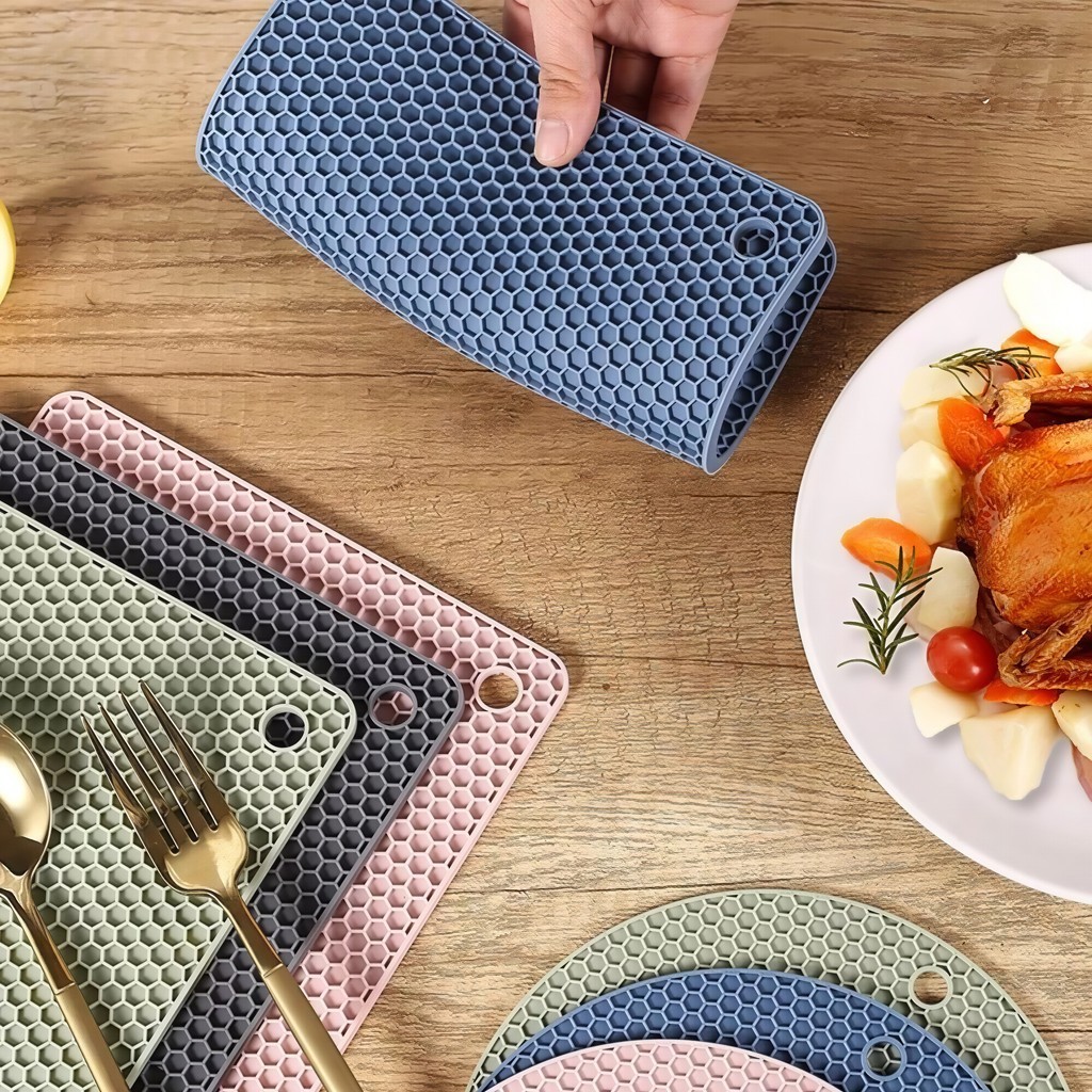 Miếng lót silicon cách nhiệt cao cấp, tấm lót chống xước bếp chịu nhiệt lên tới 200 độ C dễ dàng vệ sinh - FE123